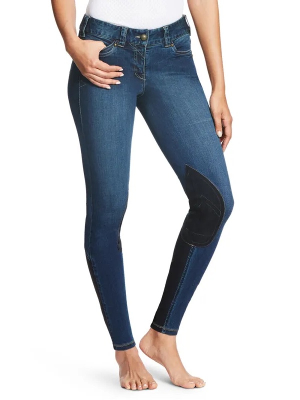 Ariat Denim Ladies Knee Patch Breeches Indigo 30L Equestrian Riding Horse